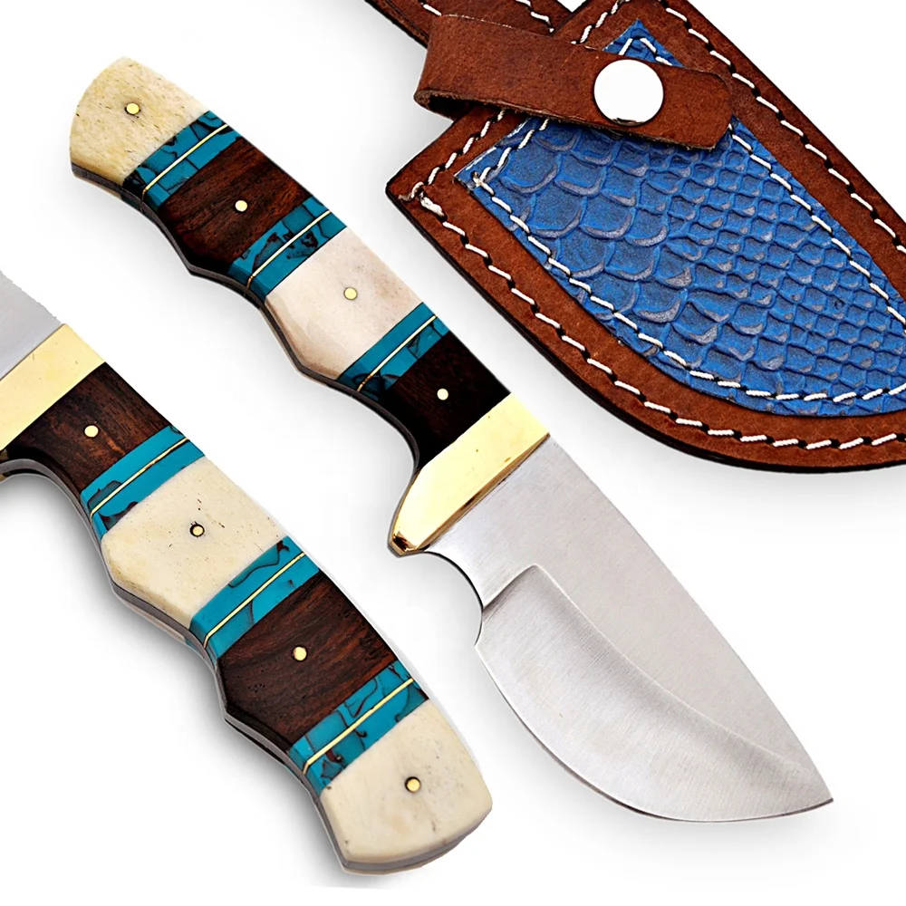 جميلة مخصص اليدوية D2 الصلب سكين صيد مقبض (الخشب ، الجمل العظام ، الراتنج ، النحاس العمل).