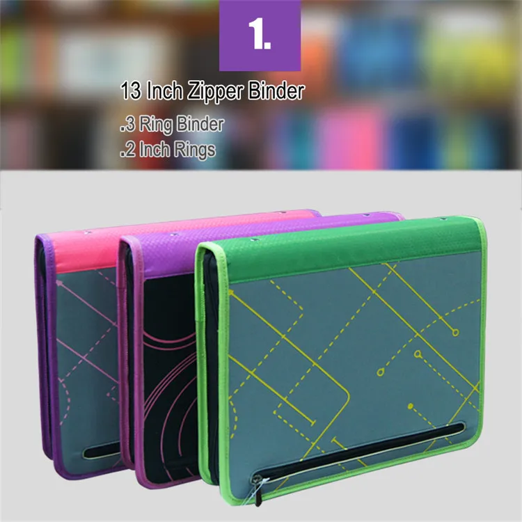 inch zipper binder-zipper binders,letter size nylon 3 round ring