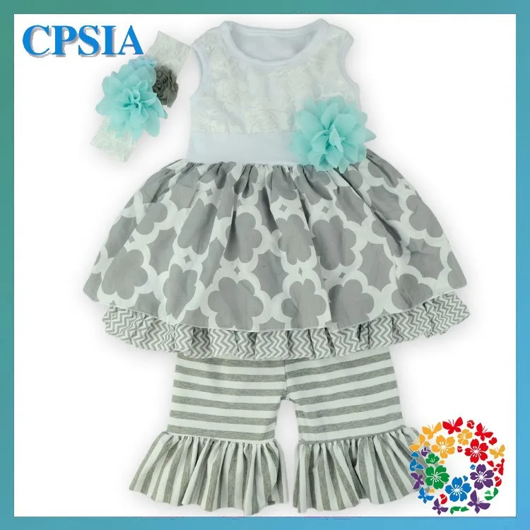 2015 Spring & Summer persnickety girls outfits wholesale children's boutique clothing Grey kids clothes