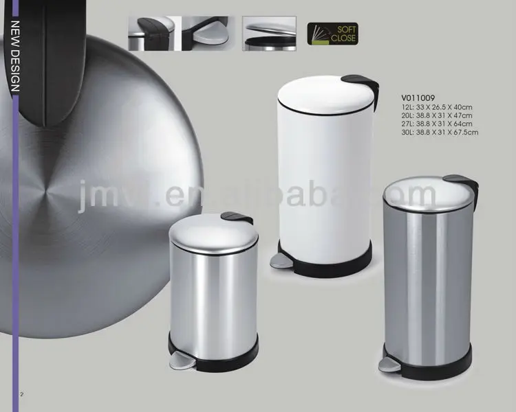 Dustbin stainless steel silver ashtray high bin steel 30l