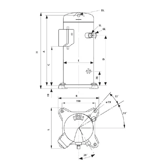 R-Scroll Copeland Máy Nén Máy Nén ZR28K3-TFD-522