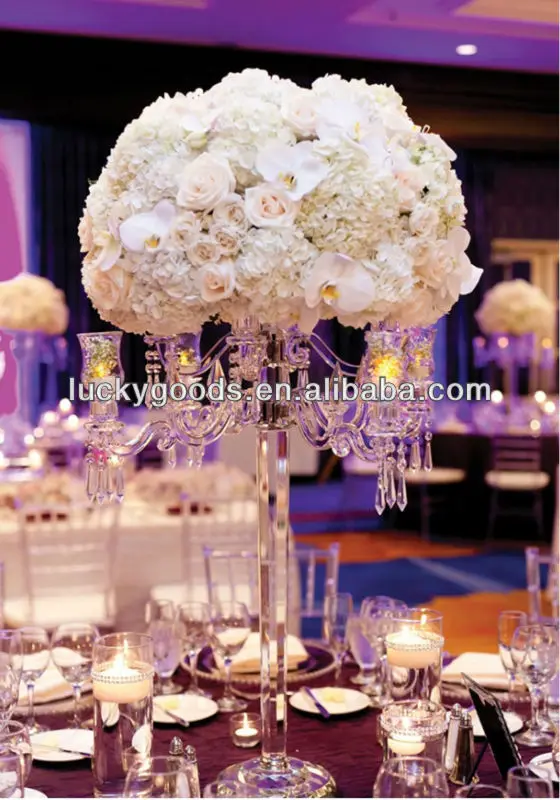 Cream White Decorative Artificial Wedding Centerpiece Flower On Cream White Decorative Artificial Wedding Centerpiece Flower On Candelabras