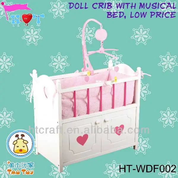 Db722 Hot Sell Cheap White Color Baby Wood Crib For Doll With