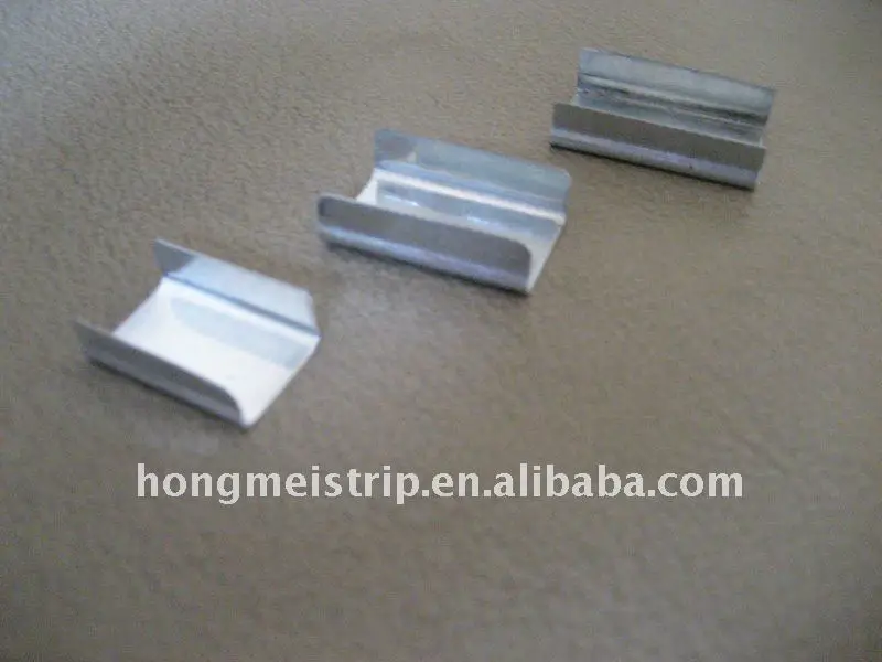 Galvanized metal clip for steel strapping band