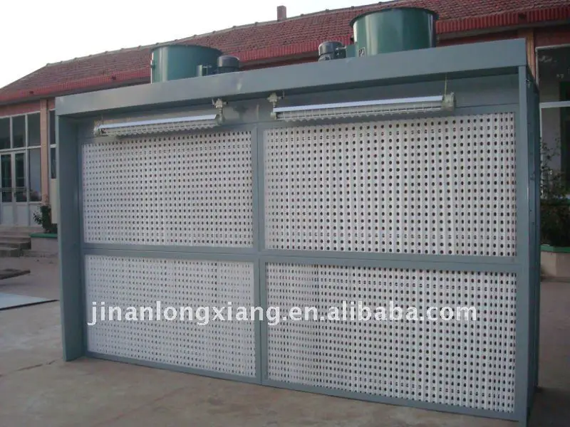 Open front industrial spray booth with dry type filter