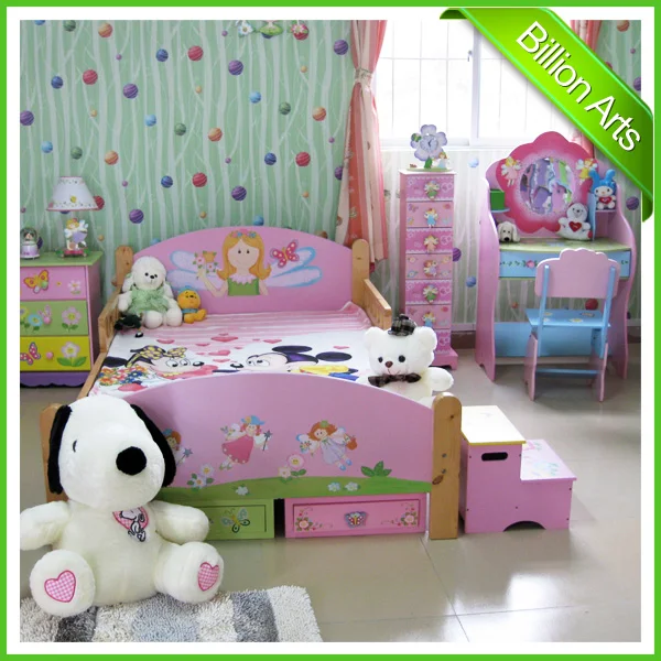 INS Pink modern wood kids bed bedroom furniture TY10004
