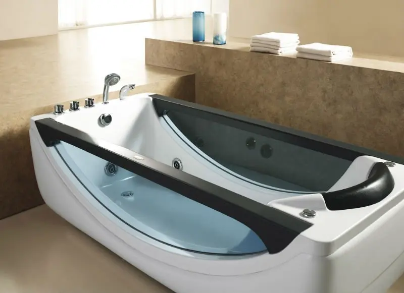 Compact modern style 2 people use pure Acrylic whirlpool massage bathtub with faucet for 2 people (M-2046)