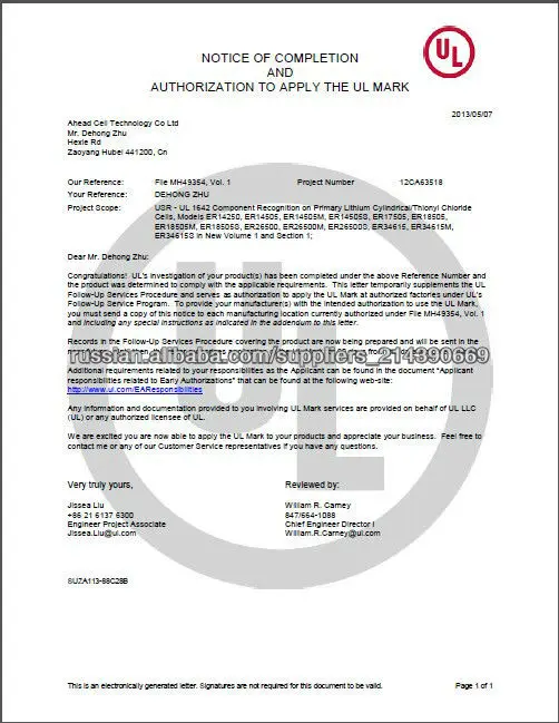 ACT hotsale 3.6V Primary Lithium thionyl chloride Battery/batteries 12v 3.6V 19 Ah ER34615 for car laptop