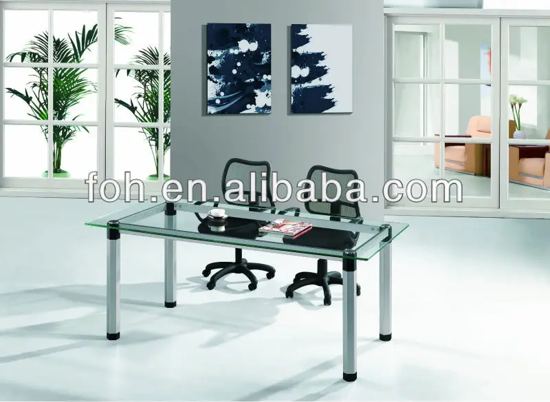 Big L Shaped Modern Design Glass Executive Office Table Manager