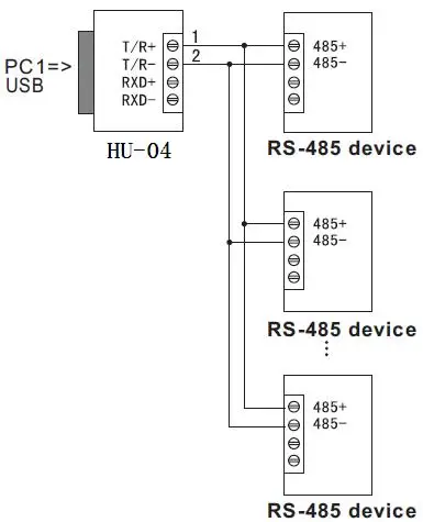 hu-04 usb db9 male connector to rs485 rs422 industrial converter