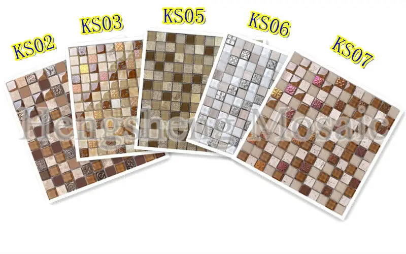 Màu be Màu Crackle Glass Đá Hỗn Hợp Gạch Mosaic Giá Rẻ Nhà Bếp/Phòng Tắm Tường 23x23 mét (KS03)