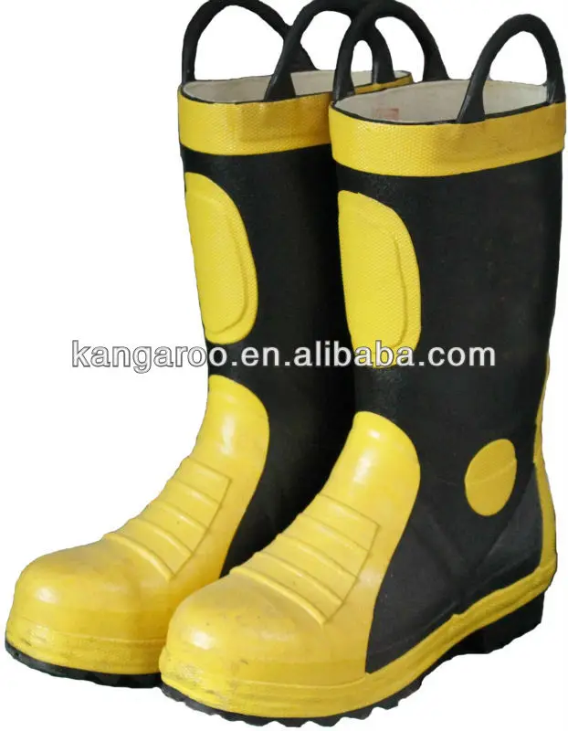 Yellow/black Flameretardant Rubber Firefighting Boots With Steal Cap