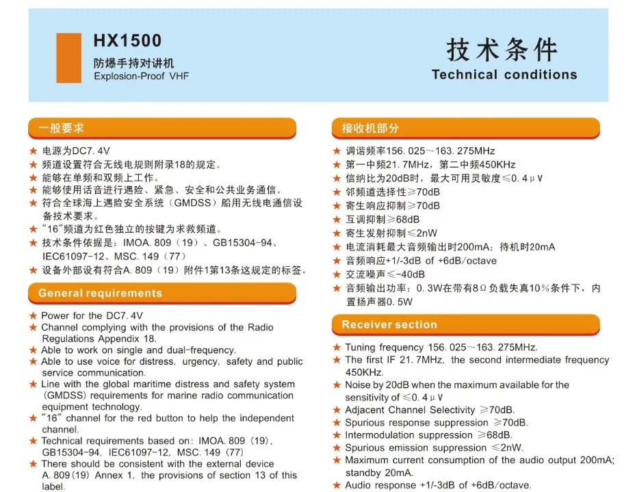 Explosion-proof Portable VHF Radio Telephone