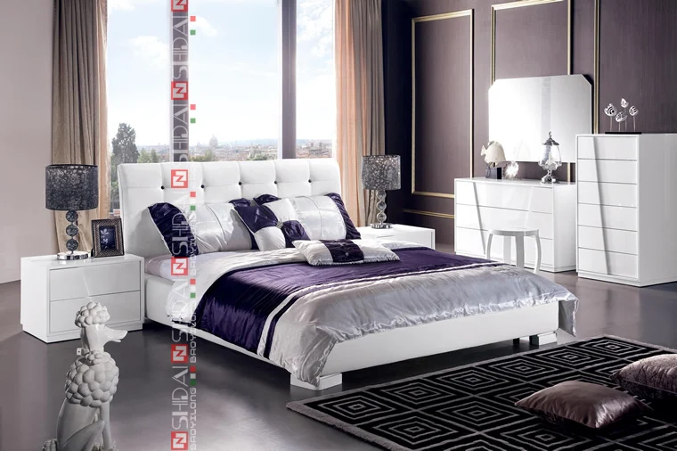 new! 6 piece queen size white modern platform bed room furniture