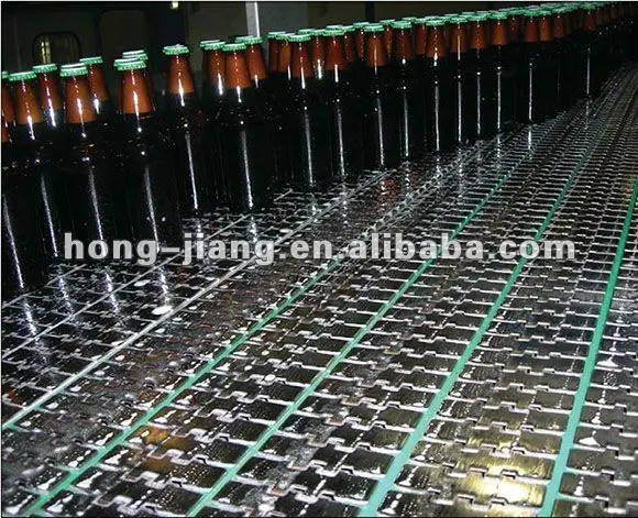 Línea de procesamiento de bebidas, transportador de cadena de curvas de acero inoxidable 304 para botellas