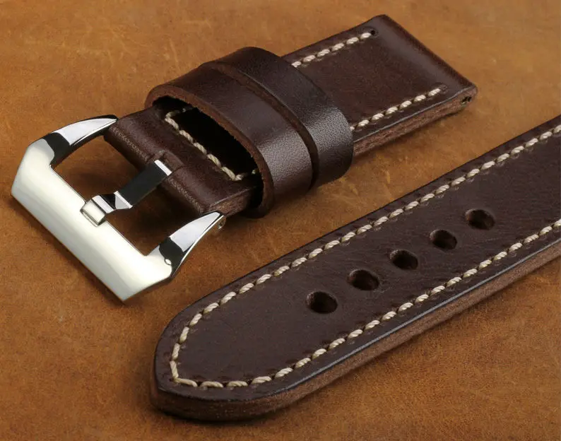 时尚深棕色表带批发顶级皮革表带厚表带为沛纳海