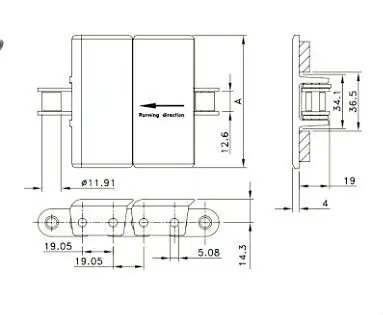 Plastic Reinforced Plate Top Conveyor Chains Plate Chain