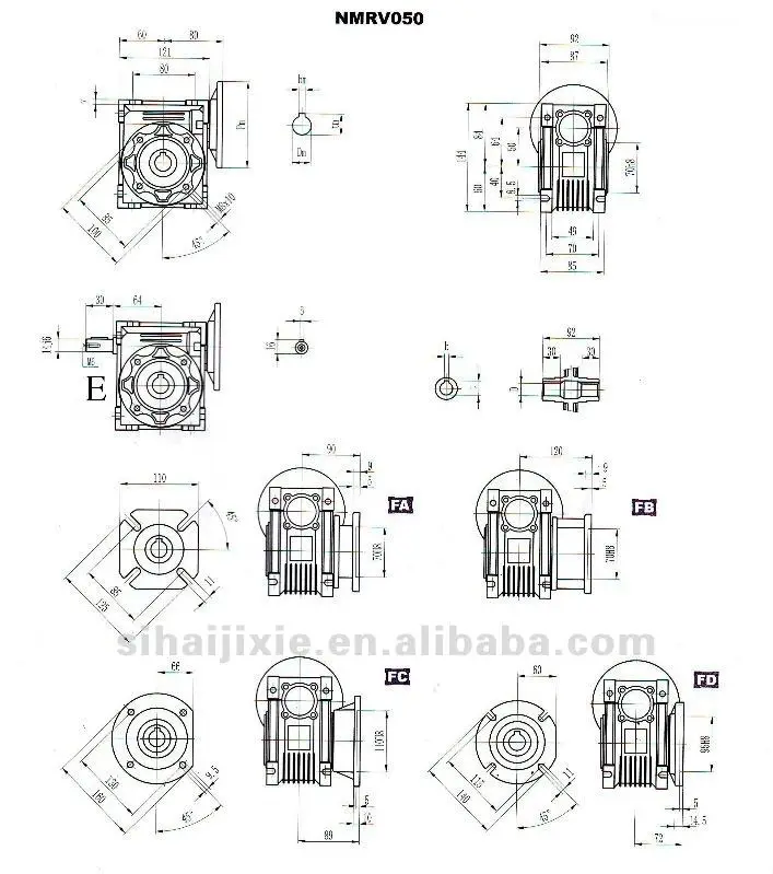 NMRV025 Motovario like RV Series Aluminium alloy Worm speed reducer gearboxes