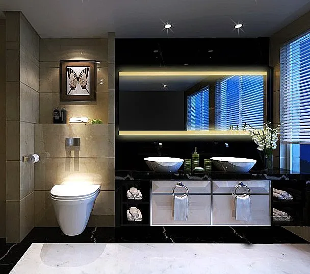 Moderno Diseño De Baño Iluminación De La Pared Del Espejo - Buy Espejo