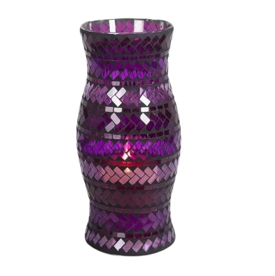 Colored Mosaic Glass Hurricane Holder Multiple Color Candle Holder Decorative Hurricane