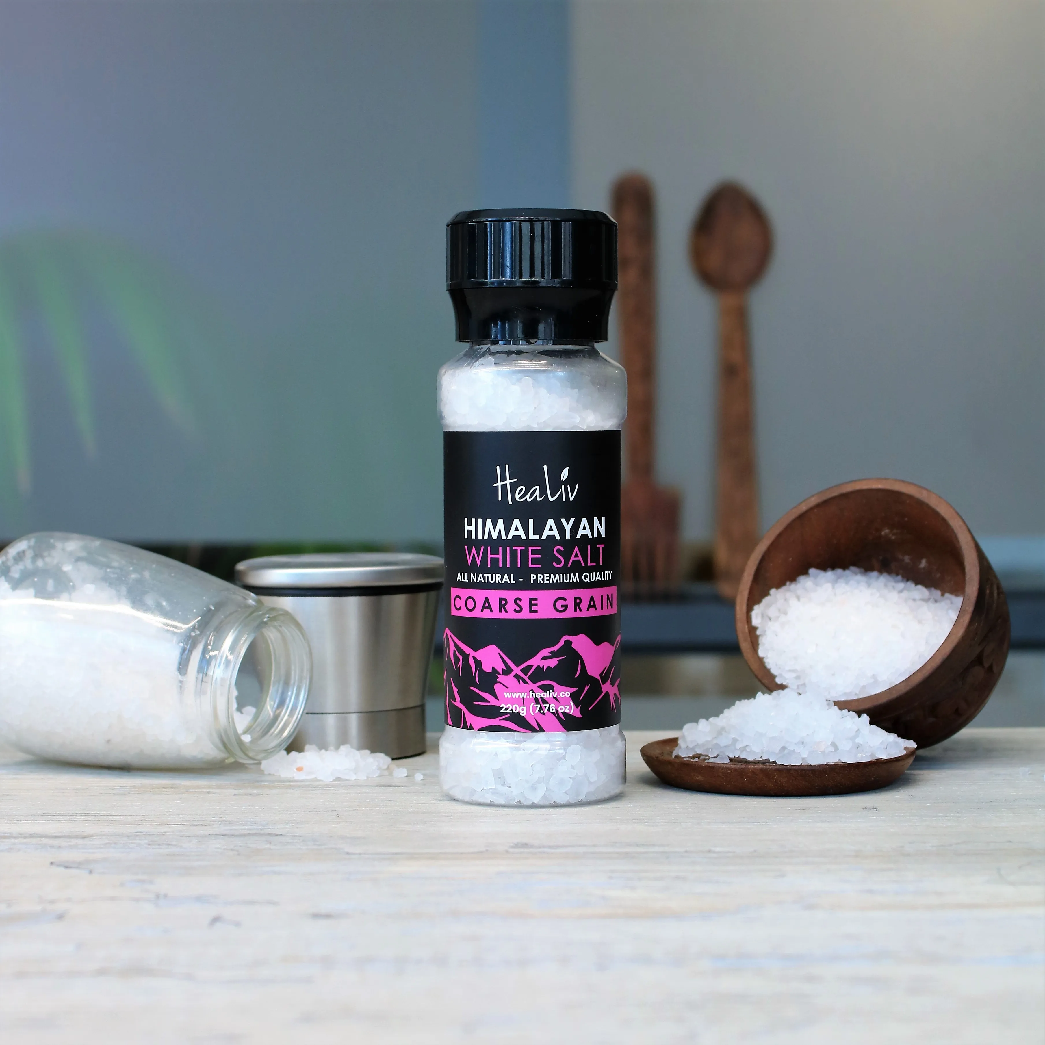 Himalayan White Table Salt Grinder 220g Sempurna Untuk Memasak