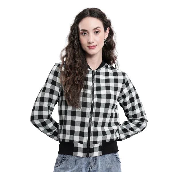 Lowest Prices Full Sleeve Checkered Sports Jackets For Women Wearing