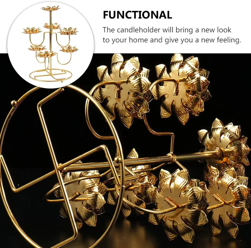 Ghee Lamp Lotus Butter Lamp Holder Golden Cup Candle Holder Tibetan