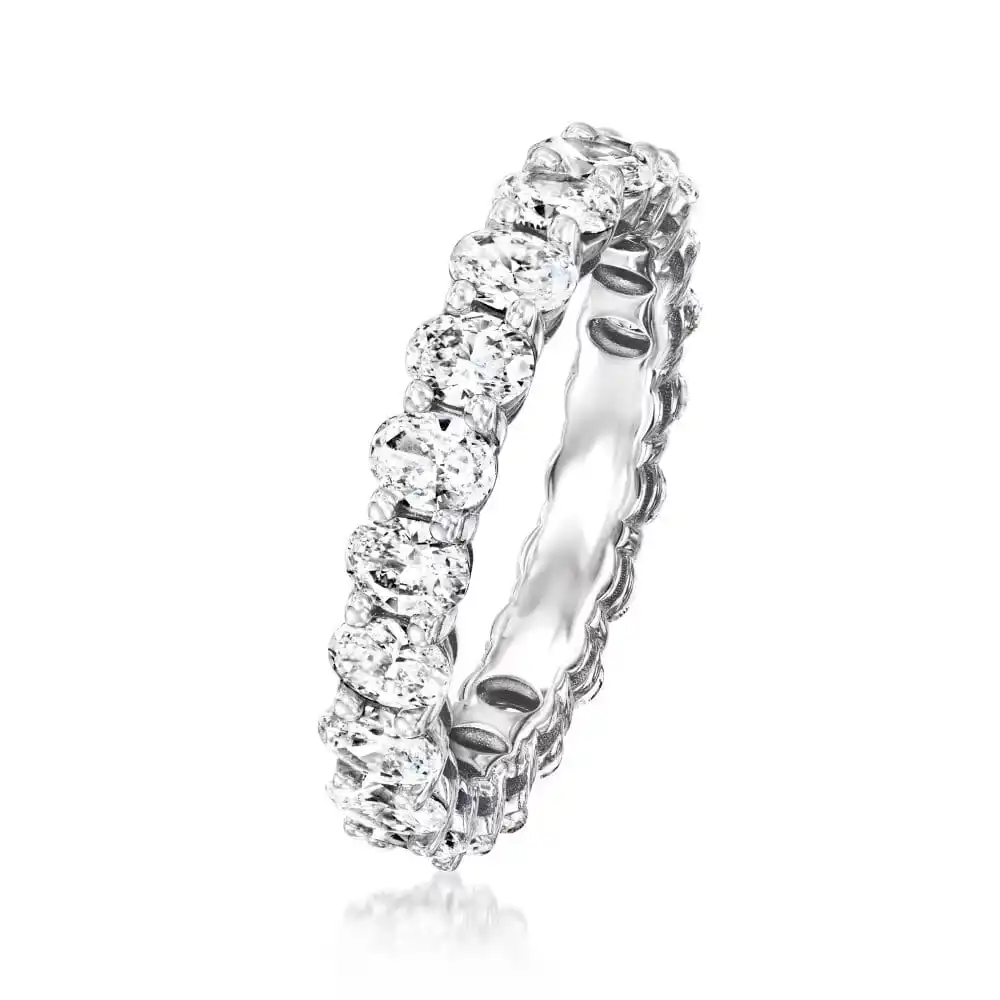 Oval Lab-grown Diamond Eternity Band In 14k White Gold | Elegant Fine ...