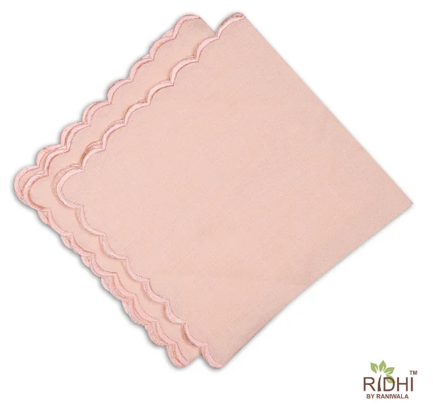 Top Selling Beautiful Peach Color Cotton Napkins Embroidered Scallops ...