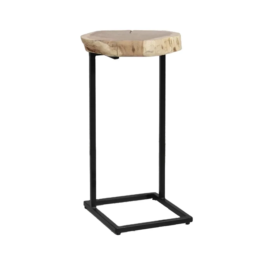 Wooden Live Edge Modern Round Sofa Table End Table In Antique Rough Finish Wooden Luxury