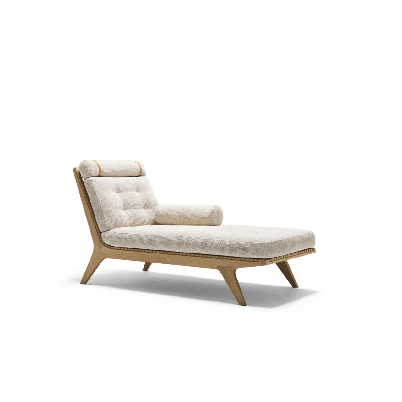 Gaupha Chaise Lounge Made Of Solid Teak Wood With Woven Rope On The