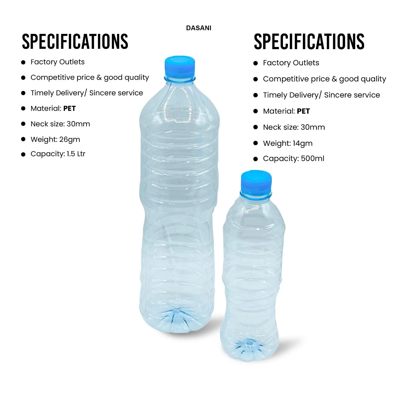 Empty Mineral Water Bottle 1.5l 1500ml Das Design Bpa Free Plastic Pet 