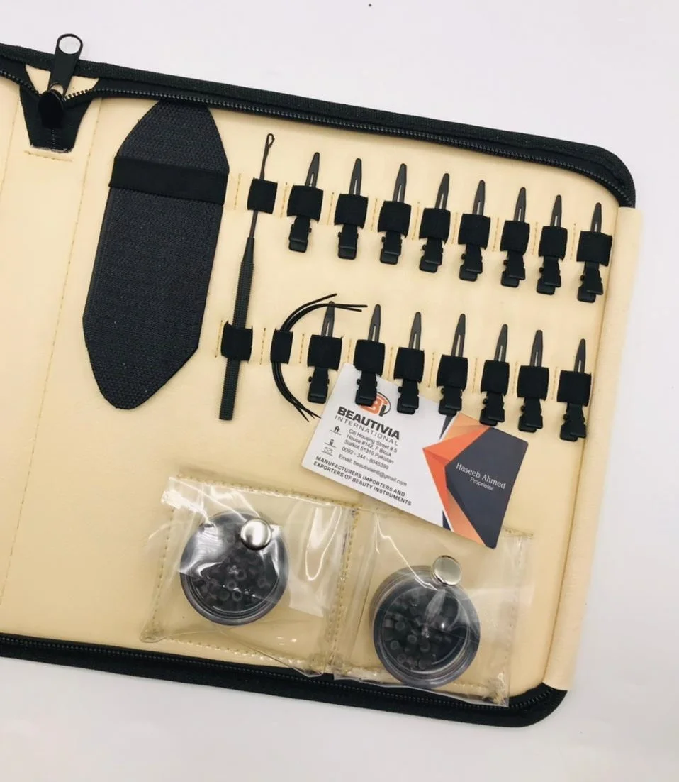 Black Matte Hair Extension Tool Kit Set Professional Hair Pliers With