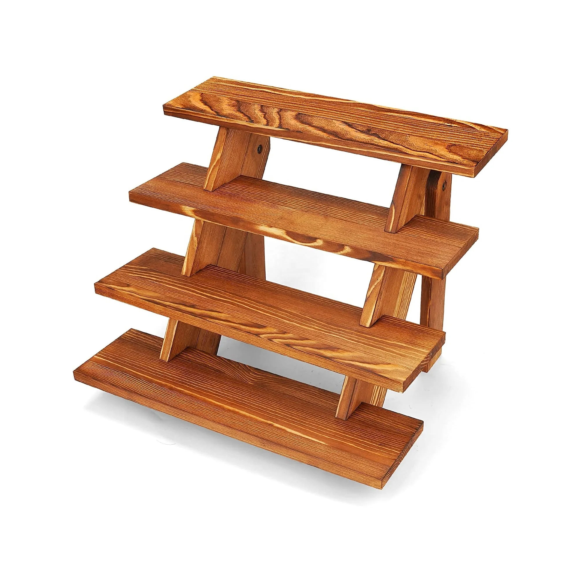 Wooden Display Stand 4 Step Tiered Stair Rustic Cupcake Stand Cake