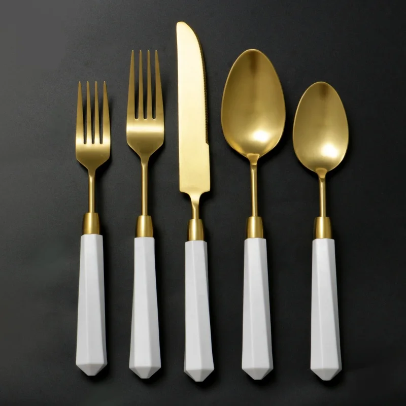 Premium Pure Solid Fancy Cutlery Set With Ceramic Handle Long And