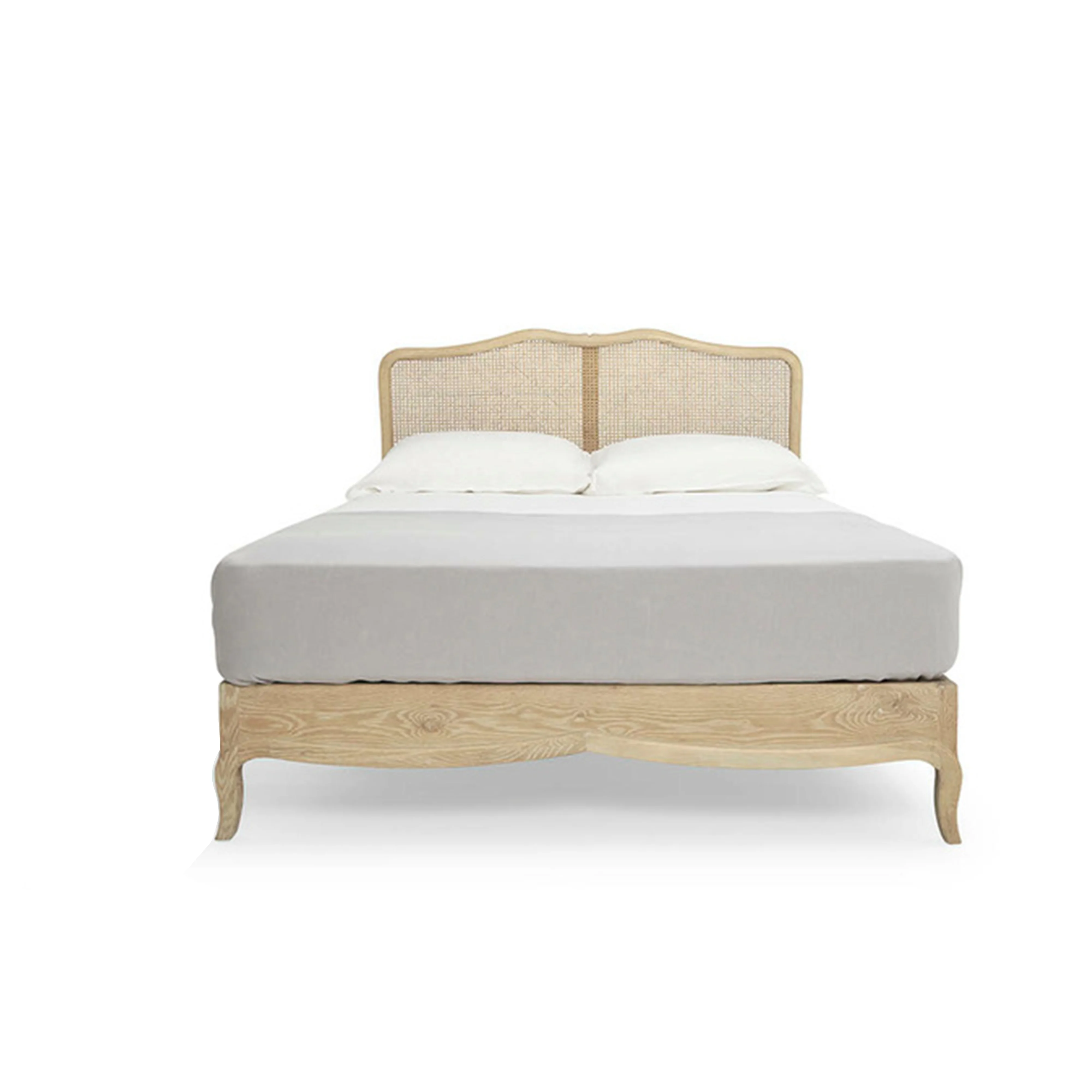 Antique French Style Wooden Bedroom Furniture Set Rattan Wooden Beds From Solid Wood High