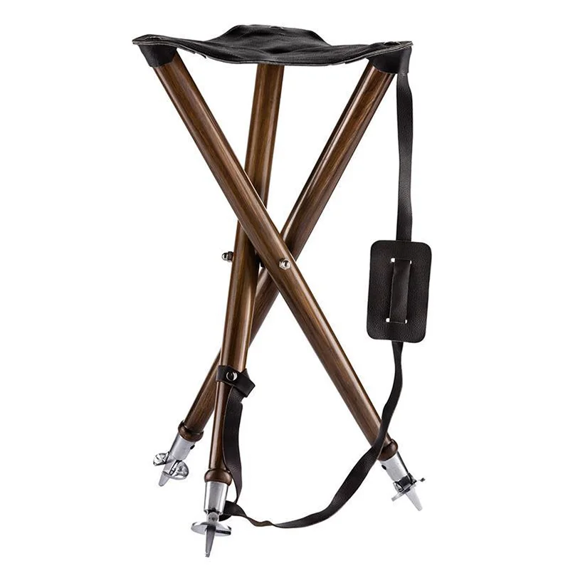 Leather Hunting Tripod Stool Folding Big Game Shooting Three Leg Set