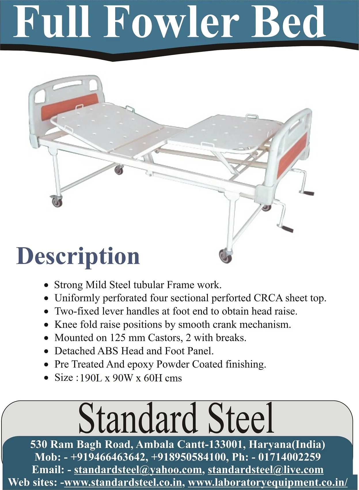 Tempat Tidur Rumah Sakit Full Fowler Double Crank Mechanical Adjustable ...