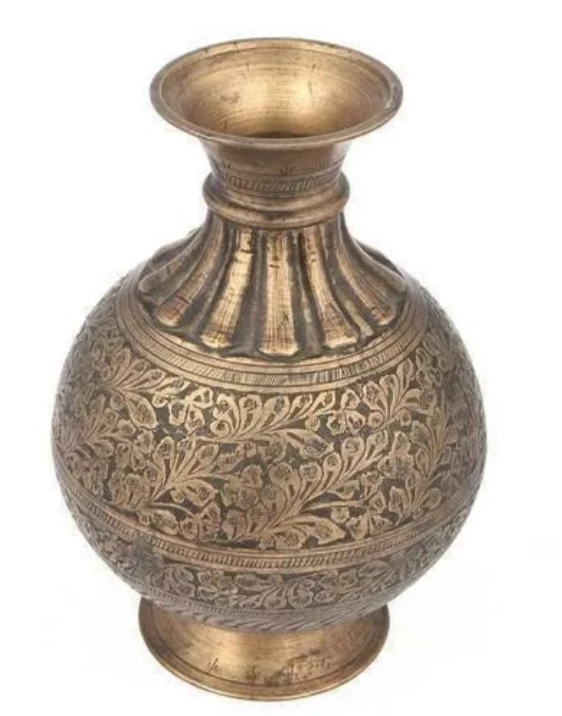 Wholesale Large Floor Vases Luxury Antique Cast Iron Stands Handmade Brass Color Gold Round