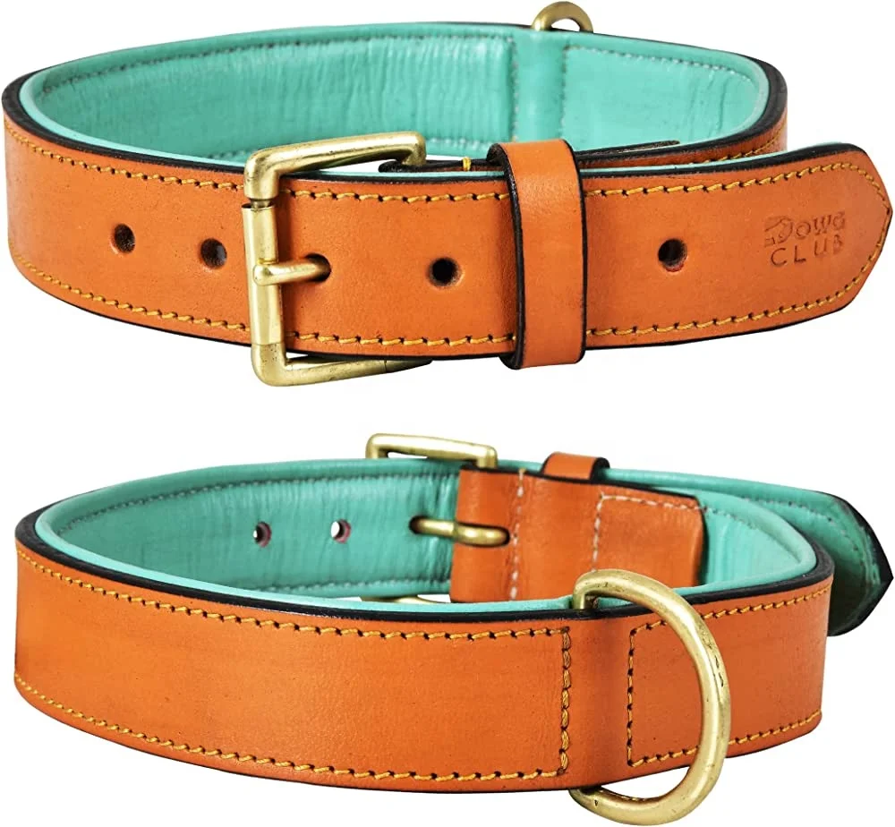 Wholesale Custom Dog Collars Top Grain Leather Comfortable