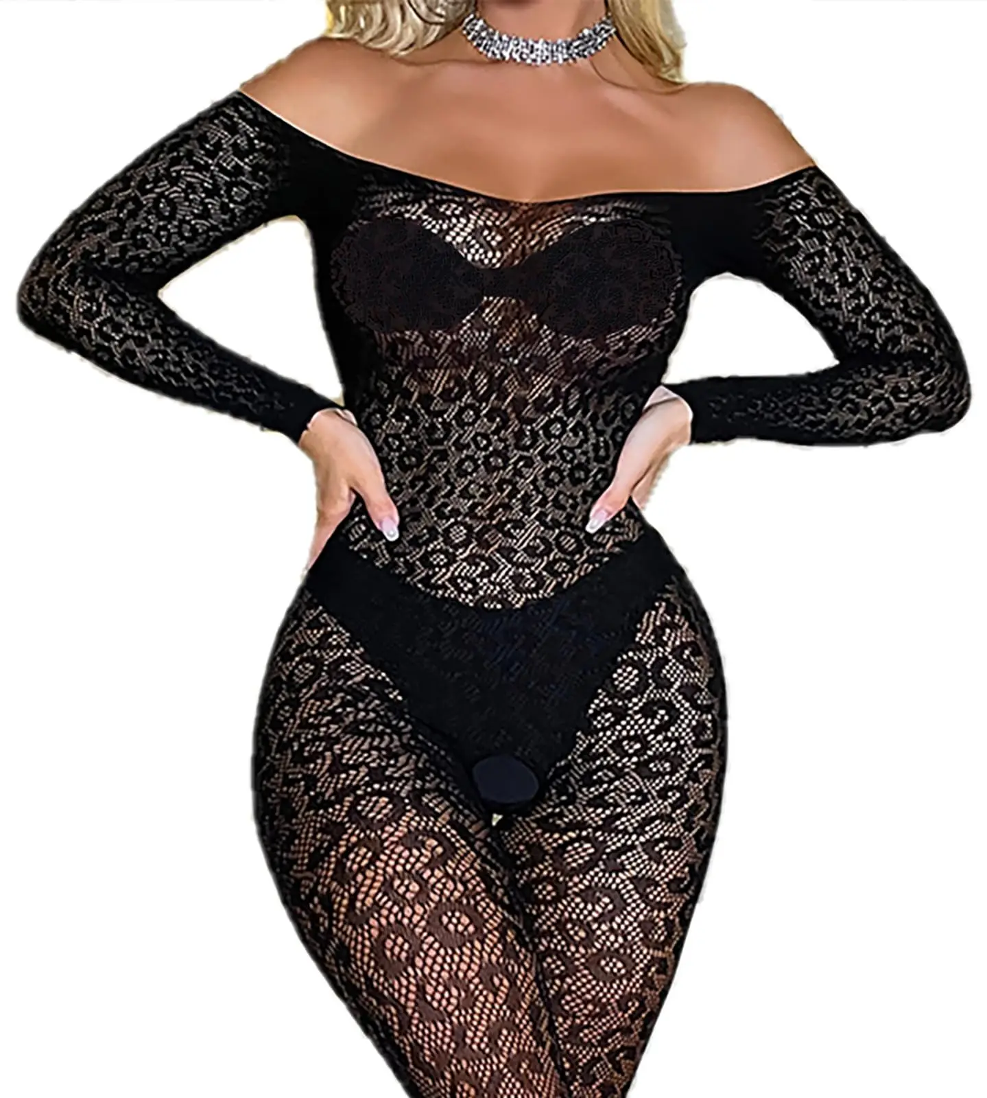Aucute Women’s Leopard Sexy Fishnet Bodystocking