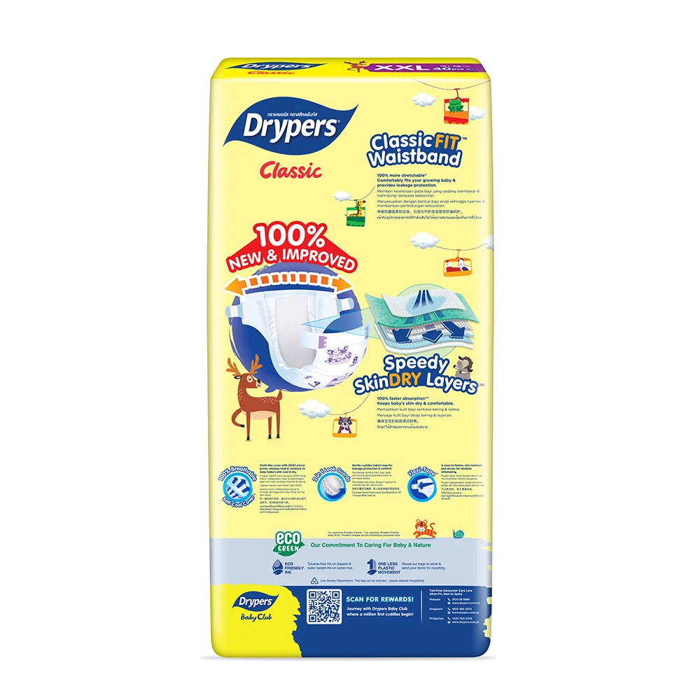 Best Dryness Diaper Drypers Classic Mega Pack Size Xxl 40s Speedy ...