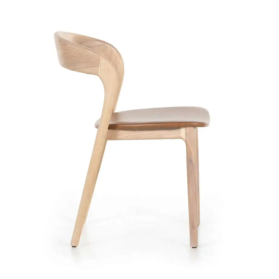 Gillie Natural Wood And Leather Dining Chair Solid Teak Wood Dining ...