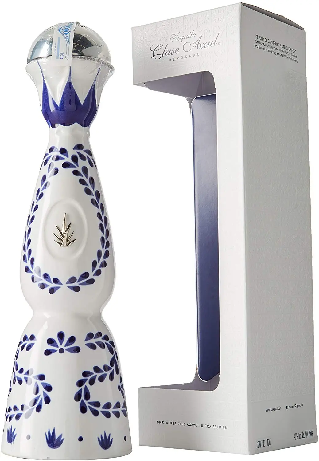 Original Clase Azul Reposado Tequila Ceramic Bottle / Hand Painted
