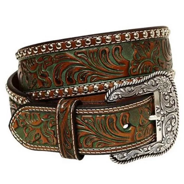 Luxury Cowboy Leaf Pattern Embossed Hand Carved Western Leather Tooled ...