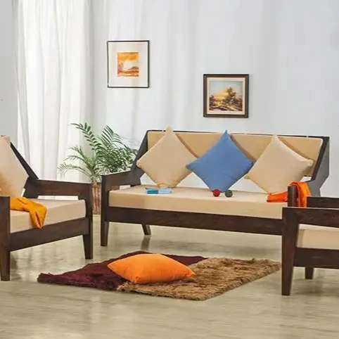 Kusum Art Sheesham Wooden And Fabric Sofa Set For Living Room And Hotel ...