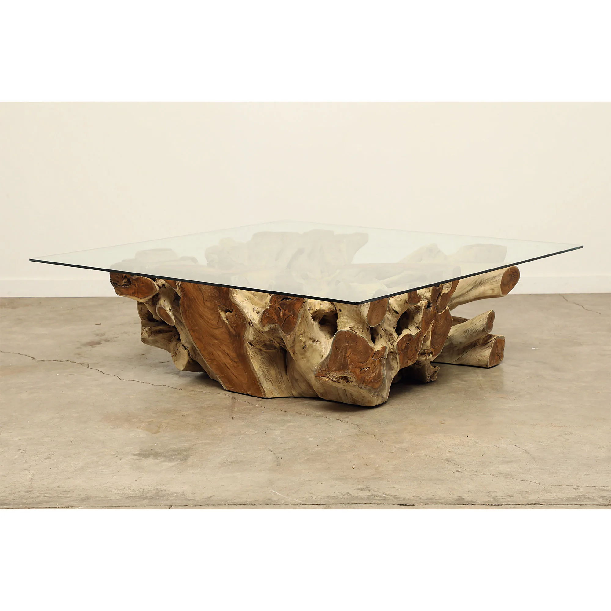 Traditional Teak Root Coffee Table - Rustic Solid Wood Living Room ...