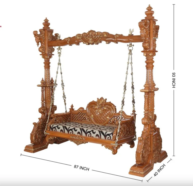 Wooden Handcrafted Indoor Swing In Premium Teak Wood At Best Sales