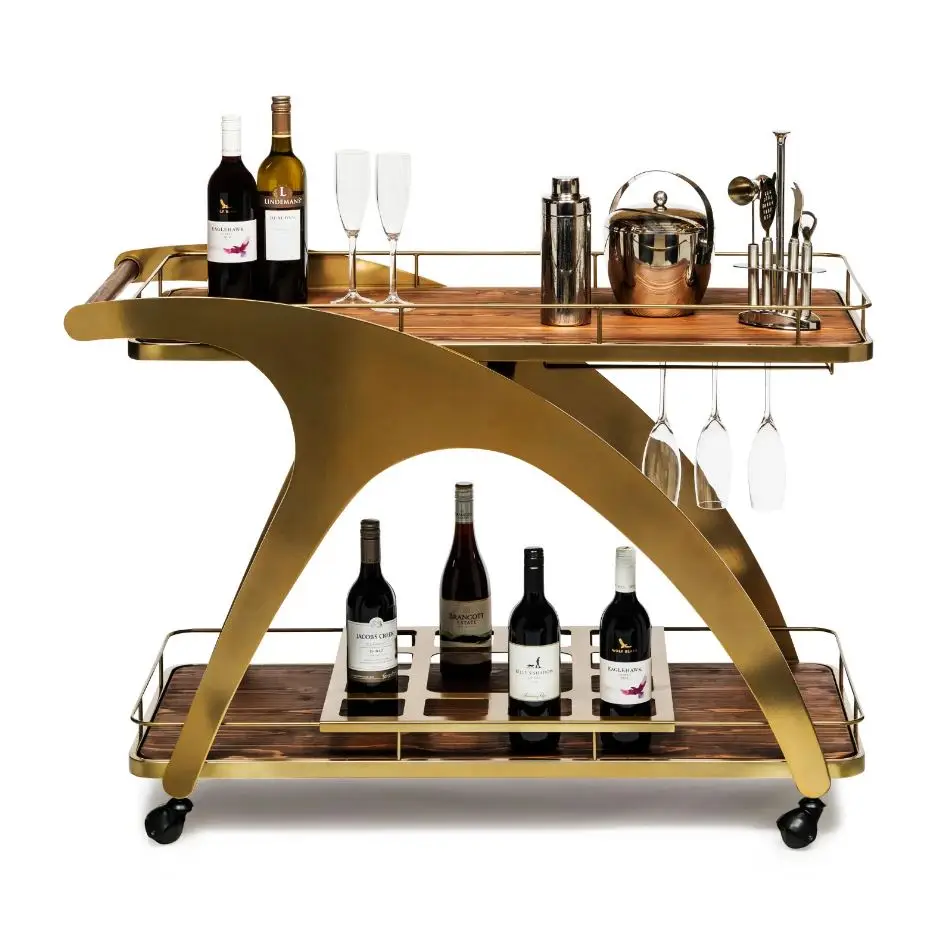 Kitchen Serving Trolley With Wheels Bar Cart Home Catering Hotel