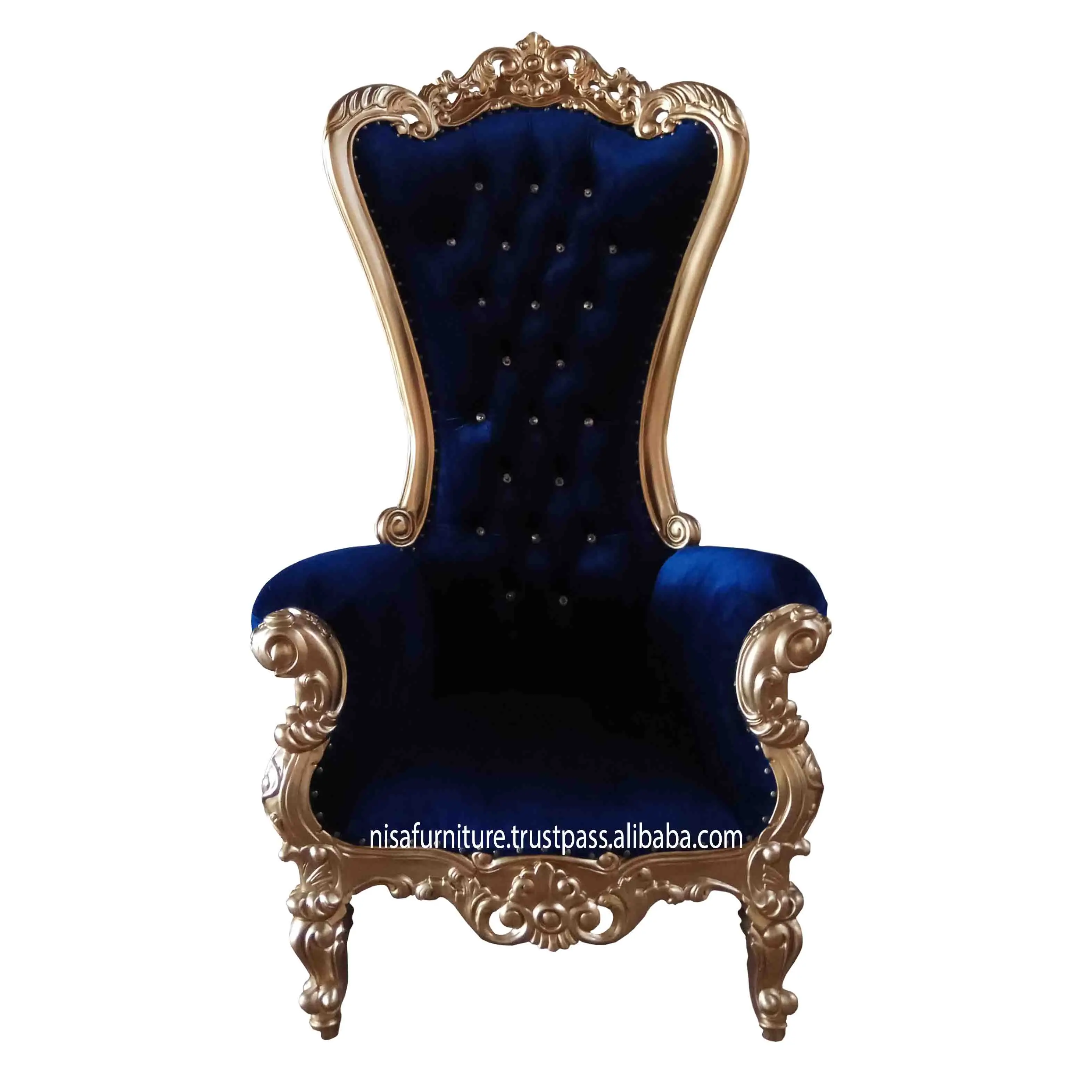 Dark Blue Velvet High Back King Throne Chair Living Room Chairs Buy